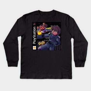 vaporwave anime aesthetic retro video games Kids Long Sleeve T-Shirt